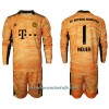 Conjunto (Camiseta+Pantalón Corto) Portero Manga Larga FC Bayern de Múnich Manuel Neuer 1 Primera Equipación 2021/22 - Niño